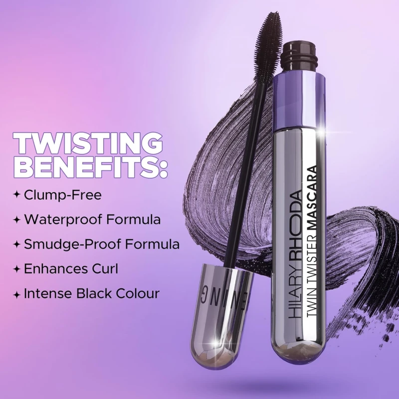 Hilary Rhoda Twin Twister Mascara | Bold Black Finish | 2-in-1 Volumises & Lengthens | Waterproof & Smudge-Proof | Highly pigmented | Curl Enhancing | Clump-Free | 12ml thumbnail 4